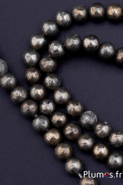 Perles en pyrite - Ø 6 mm, trou 1 mm - gris métallique